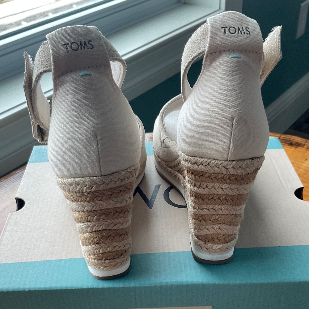 TOMS Marisol Espadrille Suede/Canvas Wedge Sandal Women’s 7 w/ box - Picture 7 of 13